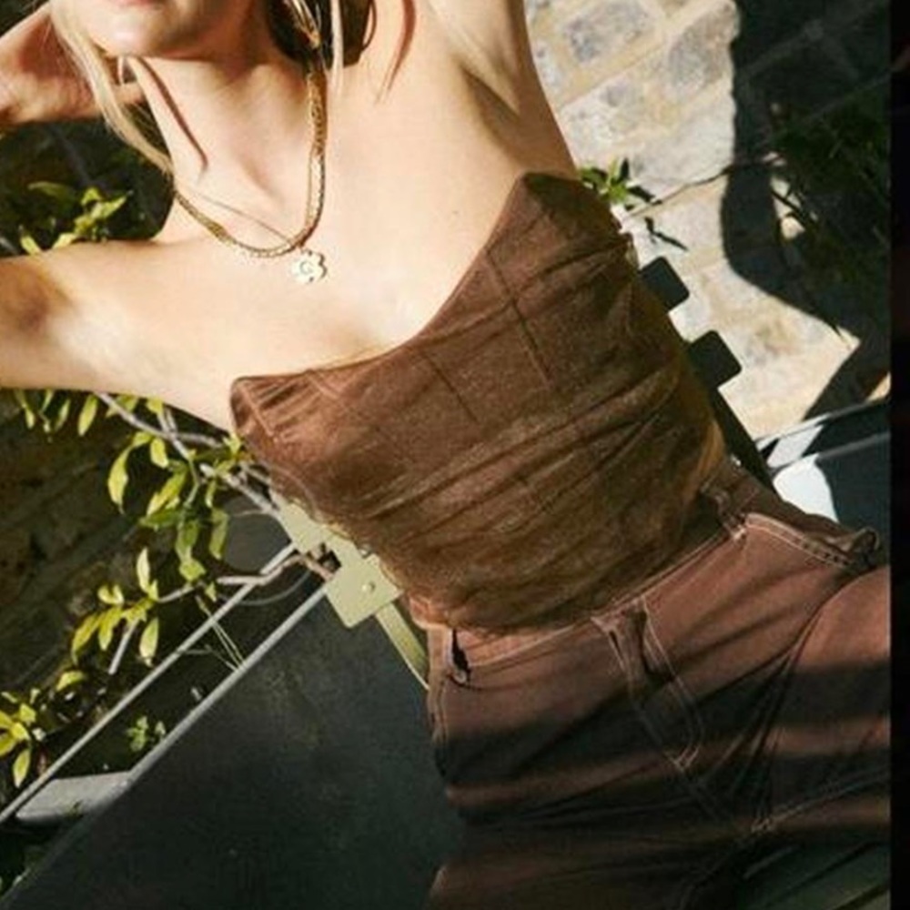 zara brown tulle cropped corset